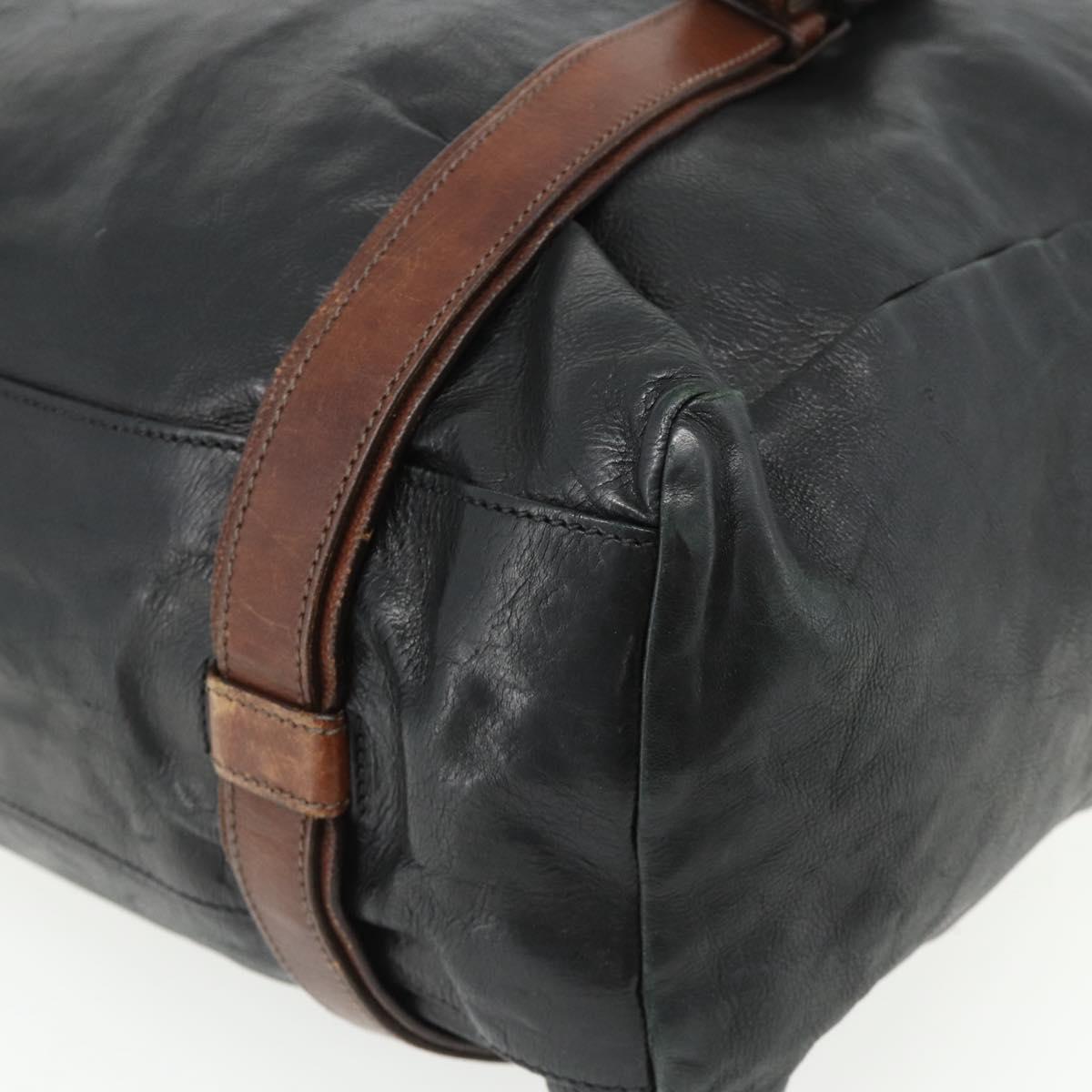 PRADA Tote Bag Leather Black Silver Auth 178161