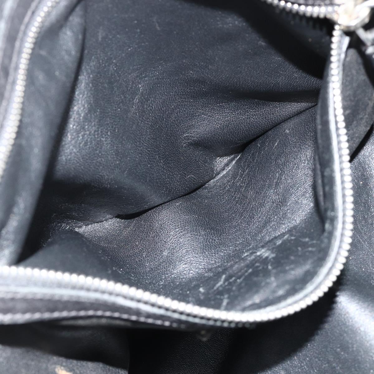 PRADA Tote Bag Leather Black Silver Auth 178161