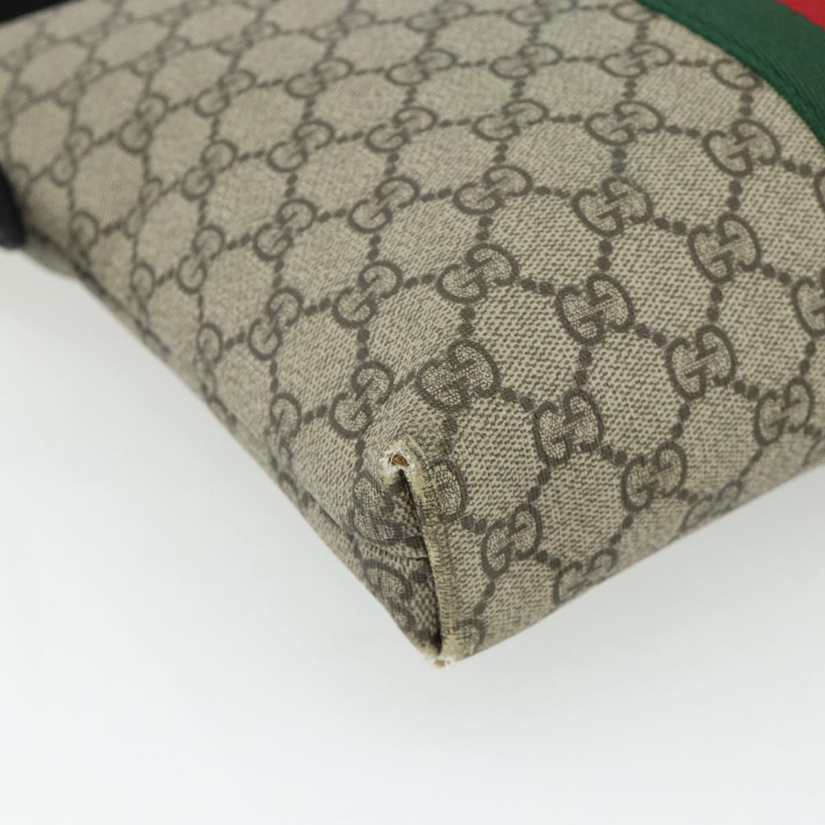 GUCCI GG Supreme Web Sherry Line Shoulder Bag PVC Beige Red 387111 Auth 178163