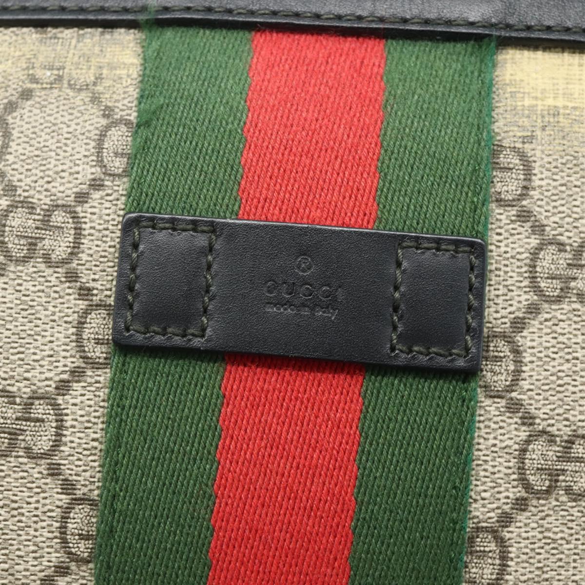 GUCCI GG Supreme Web Sherry Line Shoulder Bag PVC Beige Red 387111 Auth 178163
