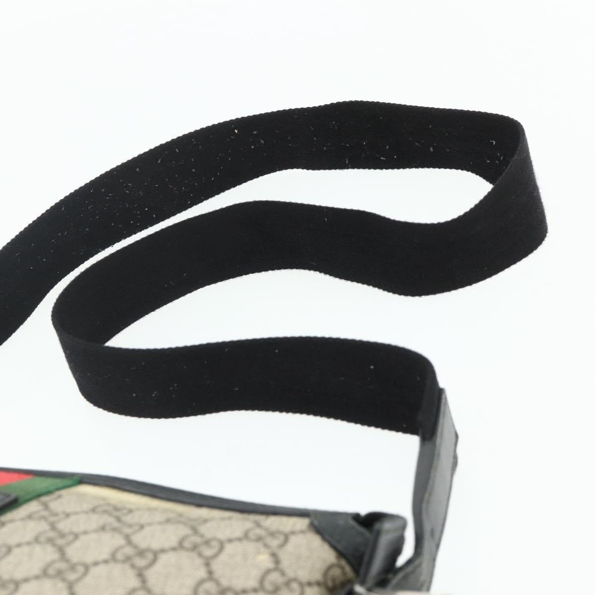GUCCI GG Supreme Web Sherry Line Shoulder Bag PVC Beige Red 387111 Auth 178163