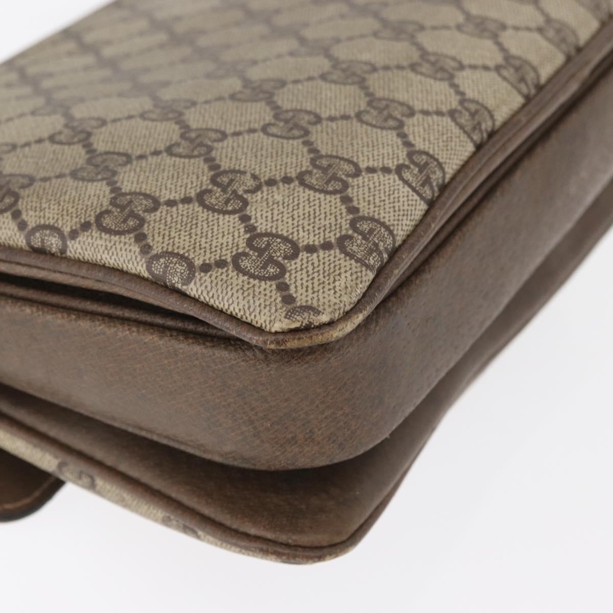 GUCCI GG Supreme Shoulder Bag PVC Beige Gold Auth 178165