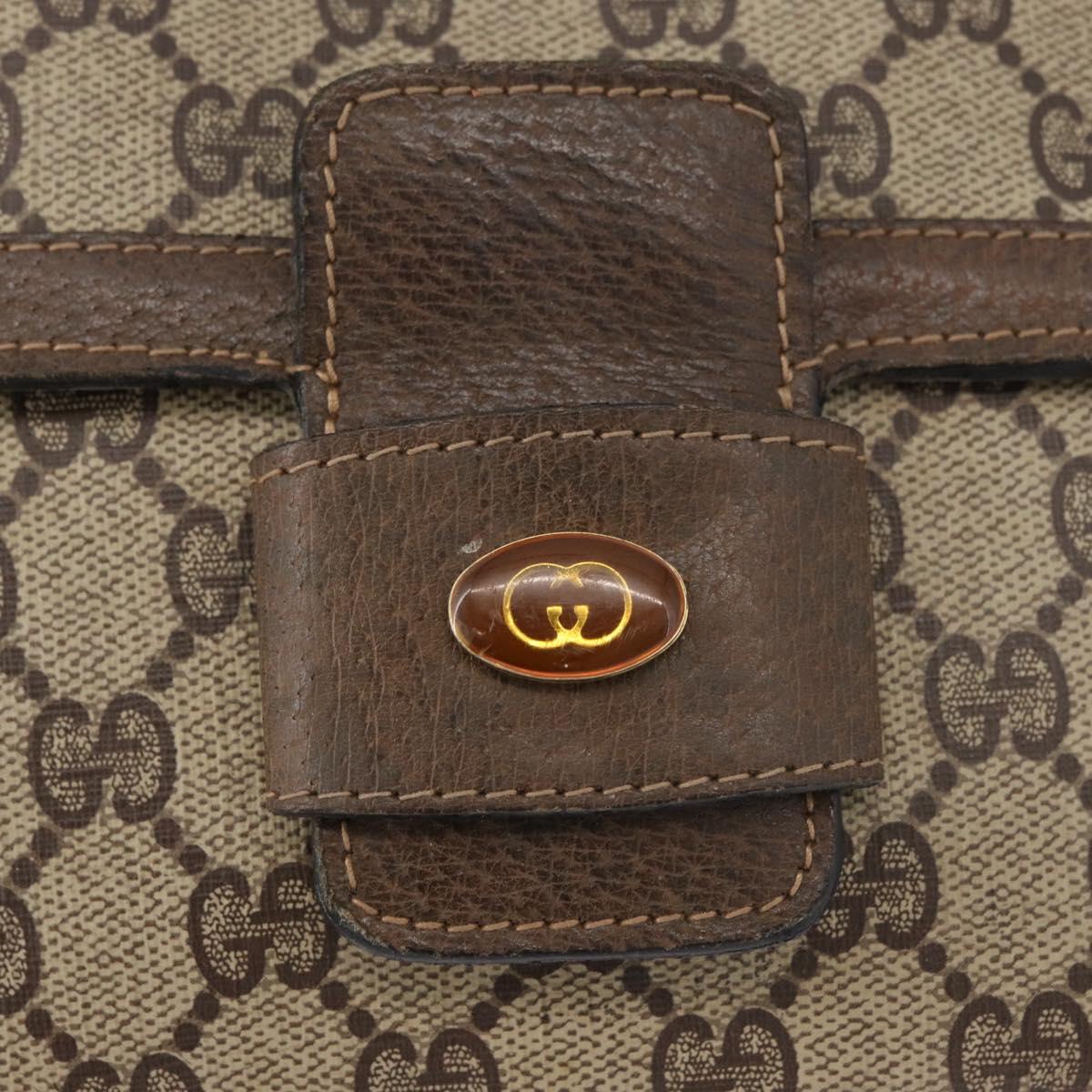 GUCCI GG Supreme Shoulder Bag PVC Beige Gold Auth 178165