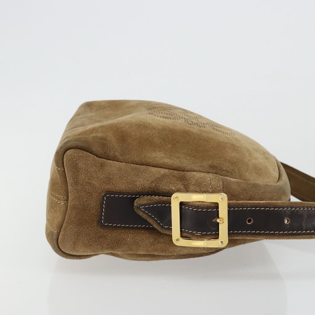 LOEWE Anagram Shoulder Bag Suede Gold Beige Auth 178167