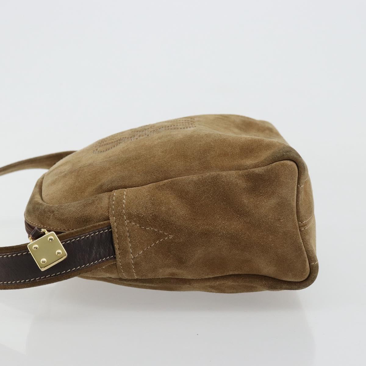 LOEWE Anagram Shoulder Bag Suede Gold Beige Auth 178167