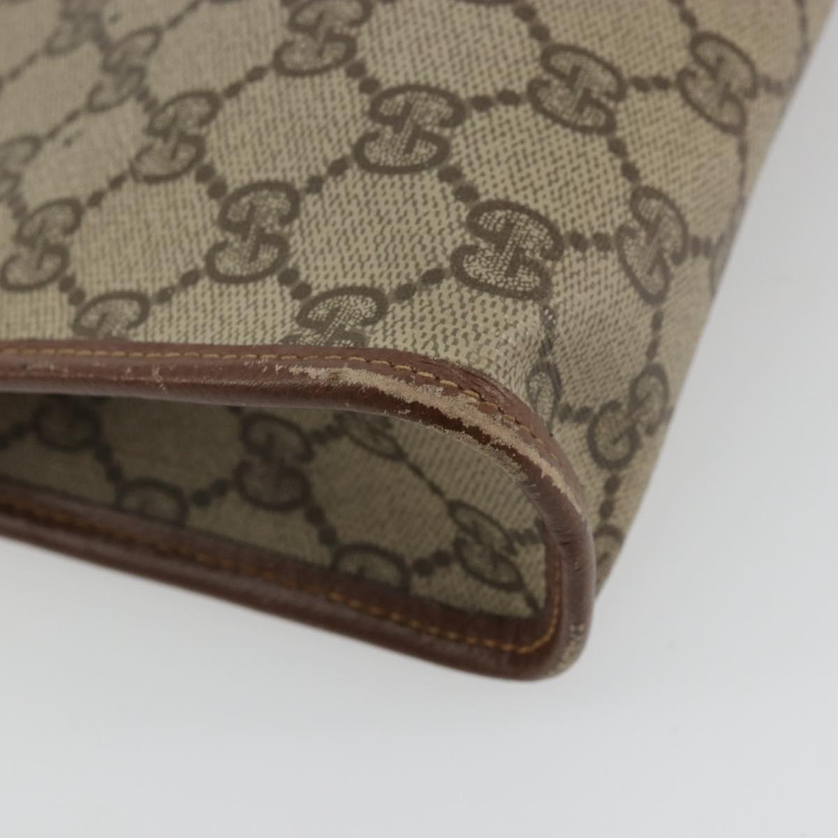 GUCCI GG Supreme Clutch Bag PVC Beige Gold 014 115 6063 Auth 178169