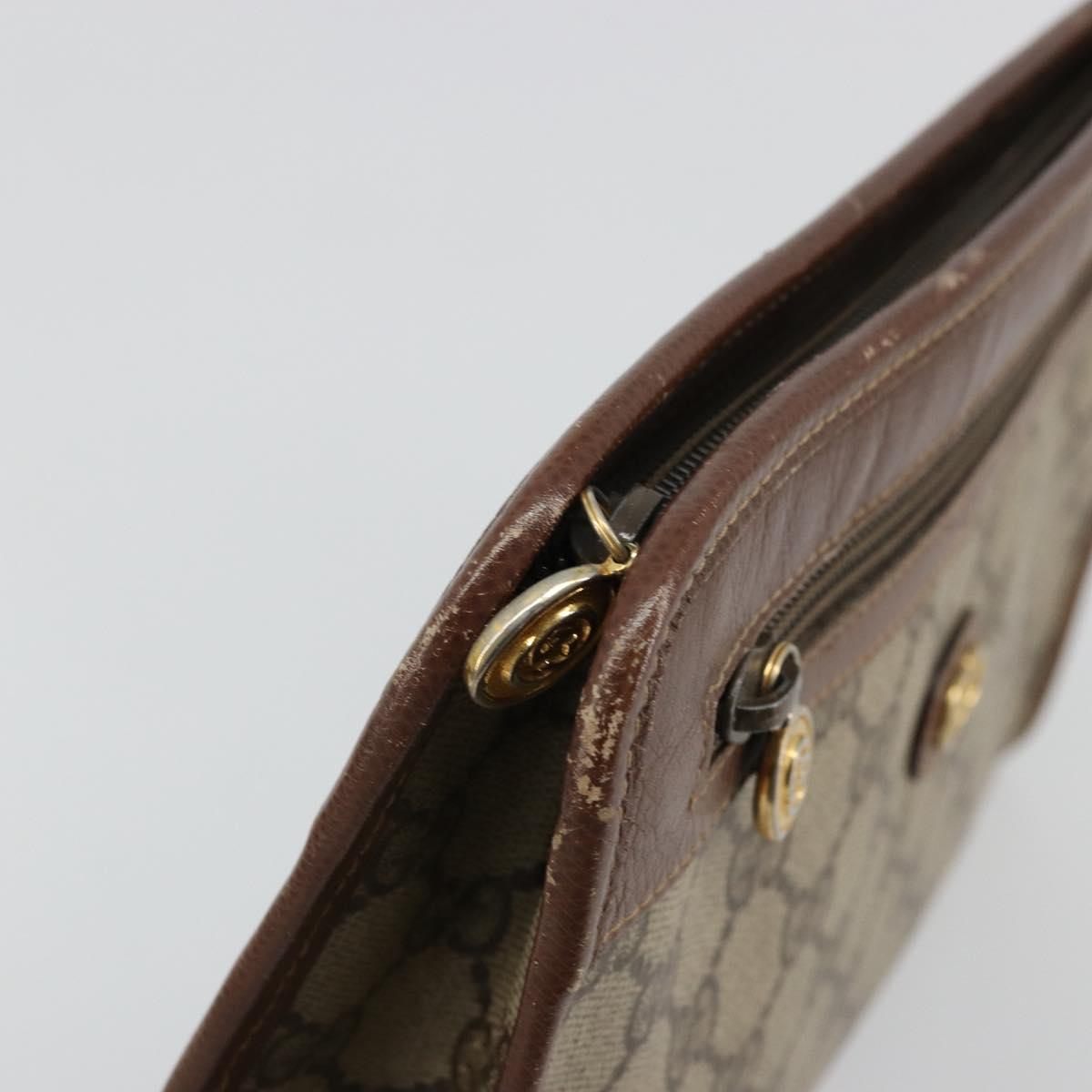 GUCCI GG Supreme Clutch Bag PVC Beige Gold 014 115 6063 Auth 178169