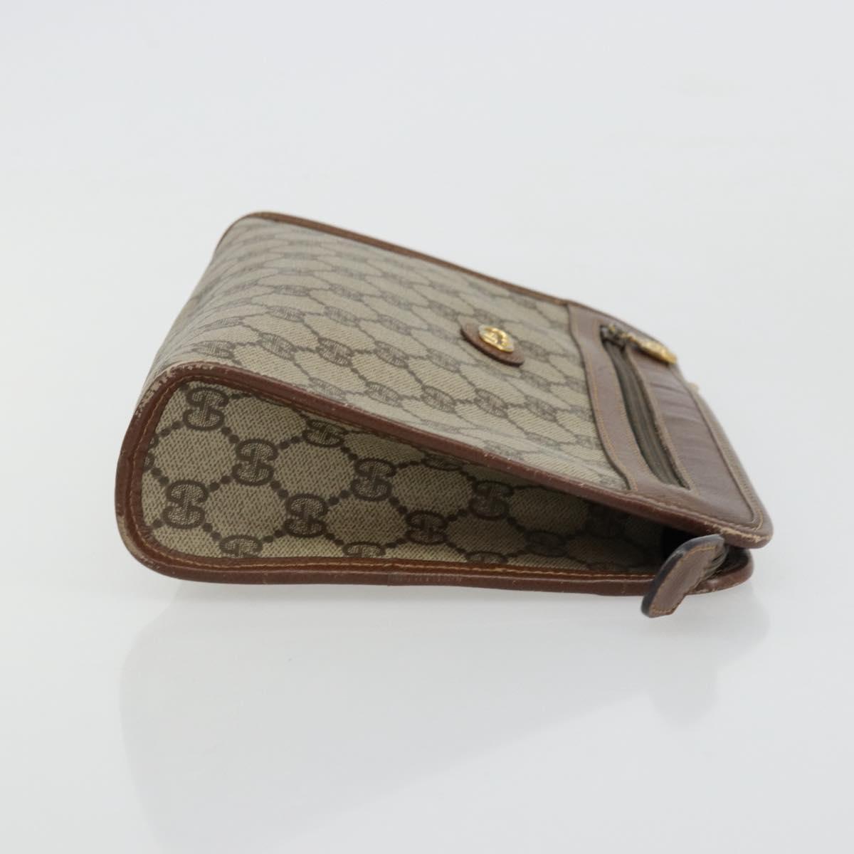 GUCCI GG Supreme Clutch Bag PVC Beige Gold 014 115 6063 Auth 178169
