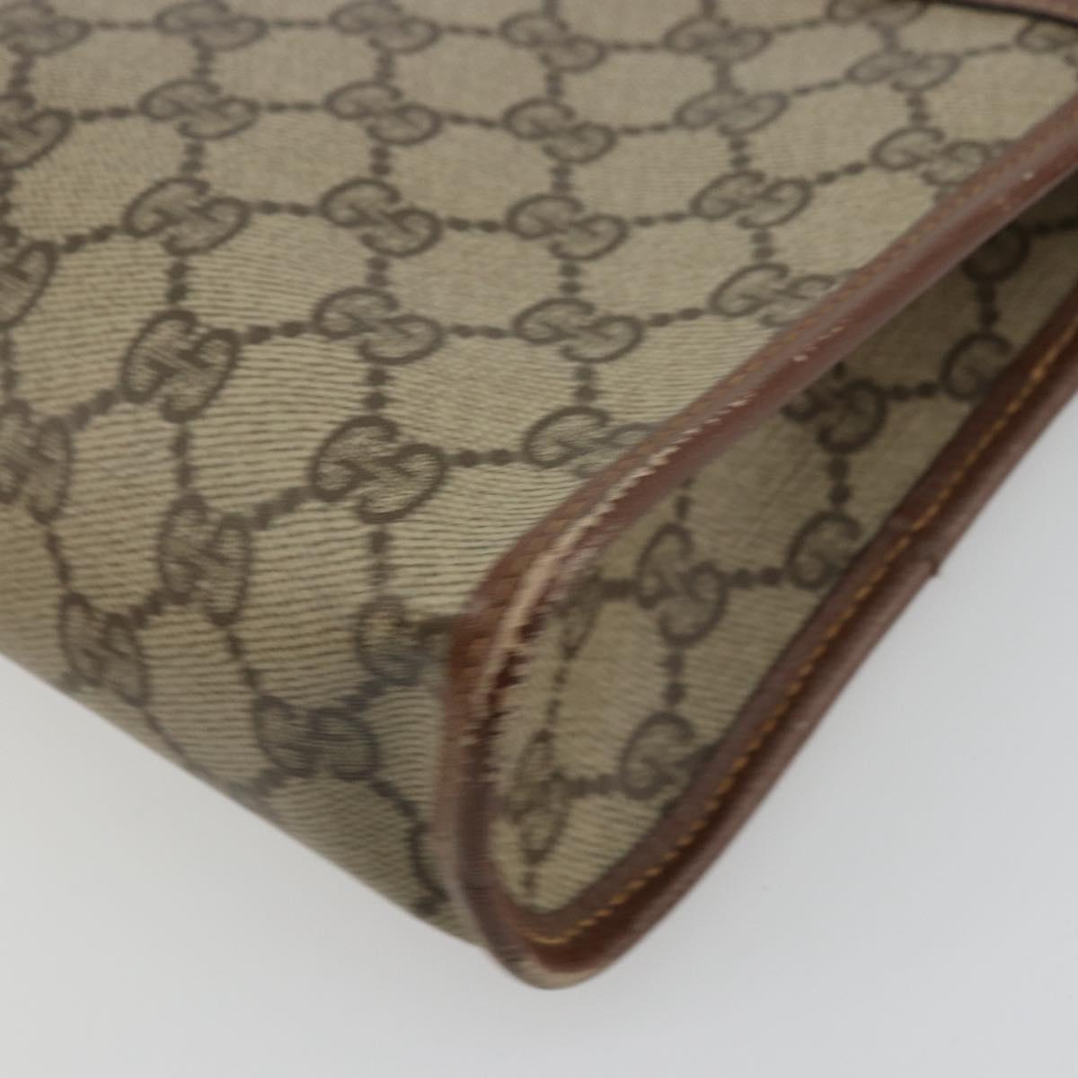 GUCCI GG Supreme Clutch Bag PVC Beige Gold 014 115 6063 Auth 178169