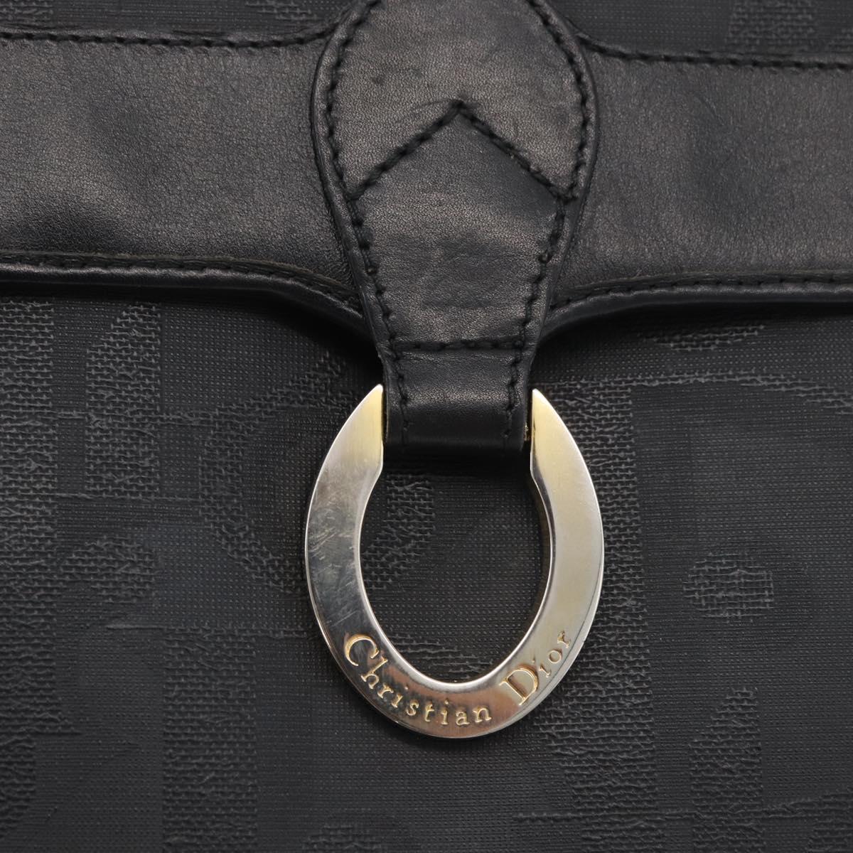 Christian Dior Trotter Canvas Shoulder Bag PVC Black Gold Auth 178171