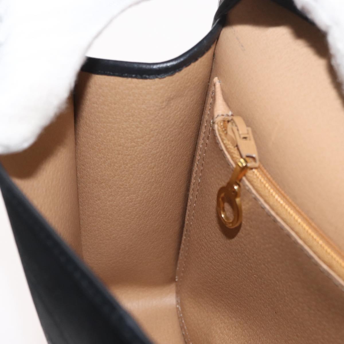 Christian Dior Trotter Canvas Shoulder Bag PVC Black Gold Auth 178171