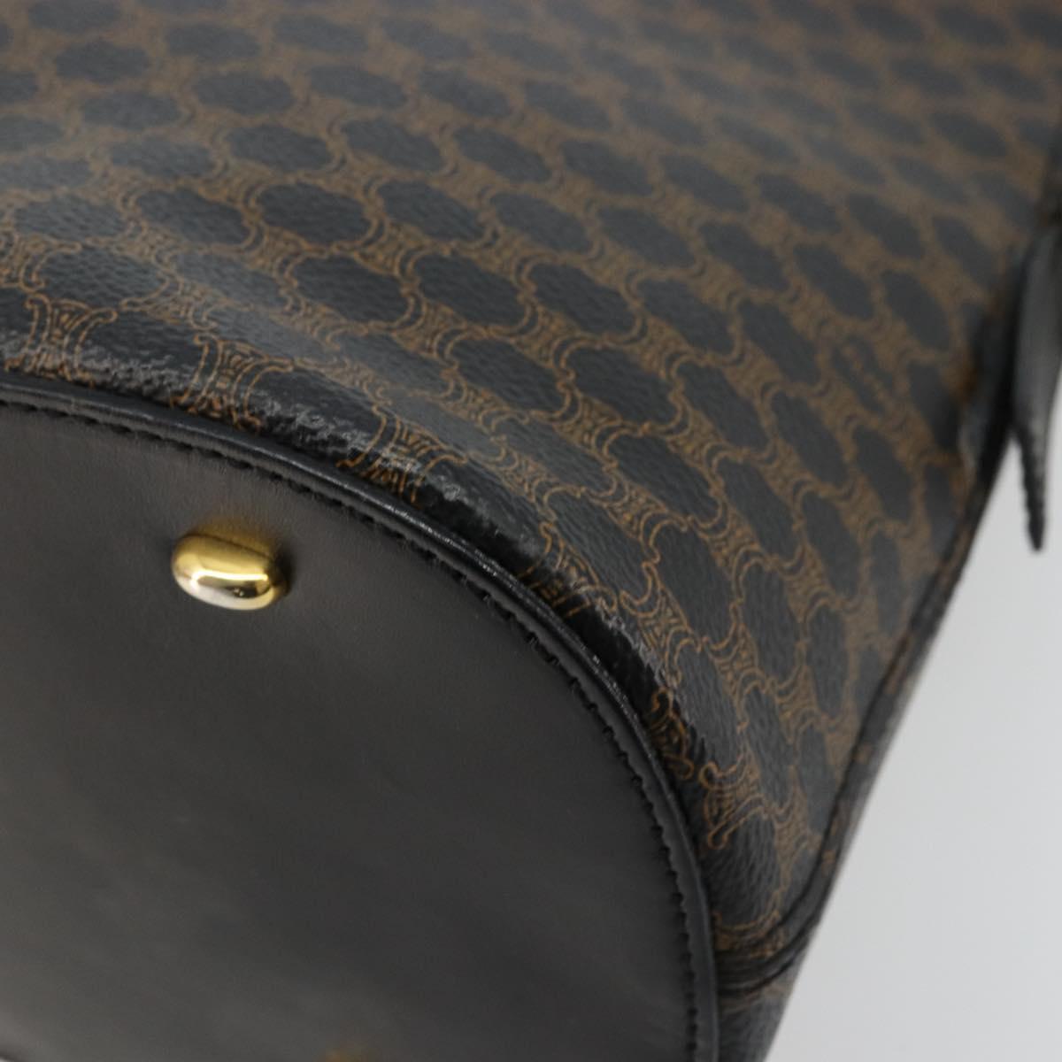 CELINE Macadam Canvas Hand Bag PVC Leather Black Gold Auth 178172A