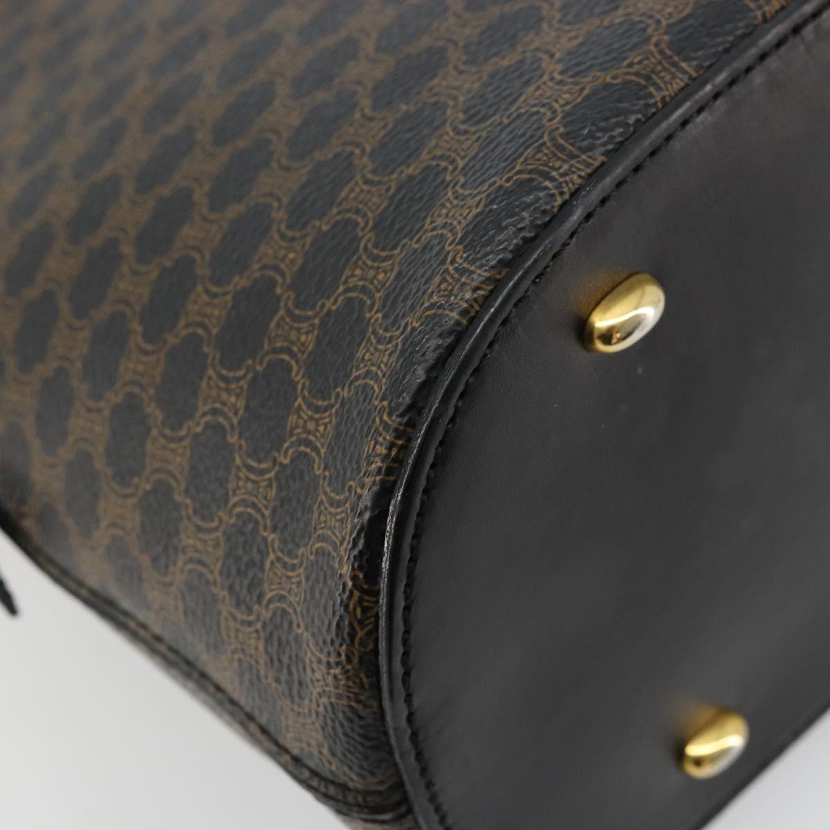 CELINE Macadam Canvas Hand Bag PVC Leather Black Gold Auth 178172A