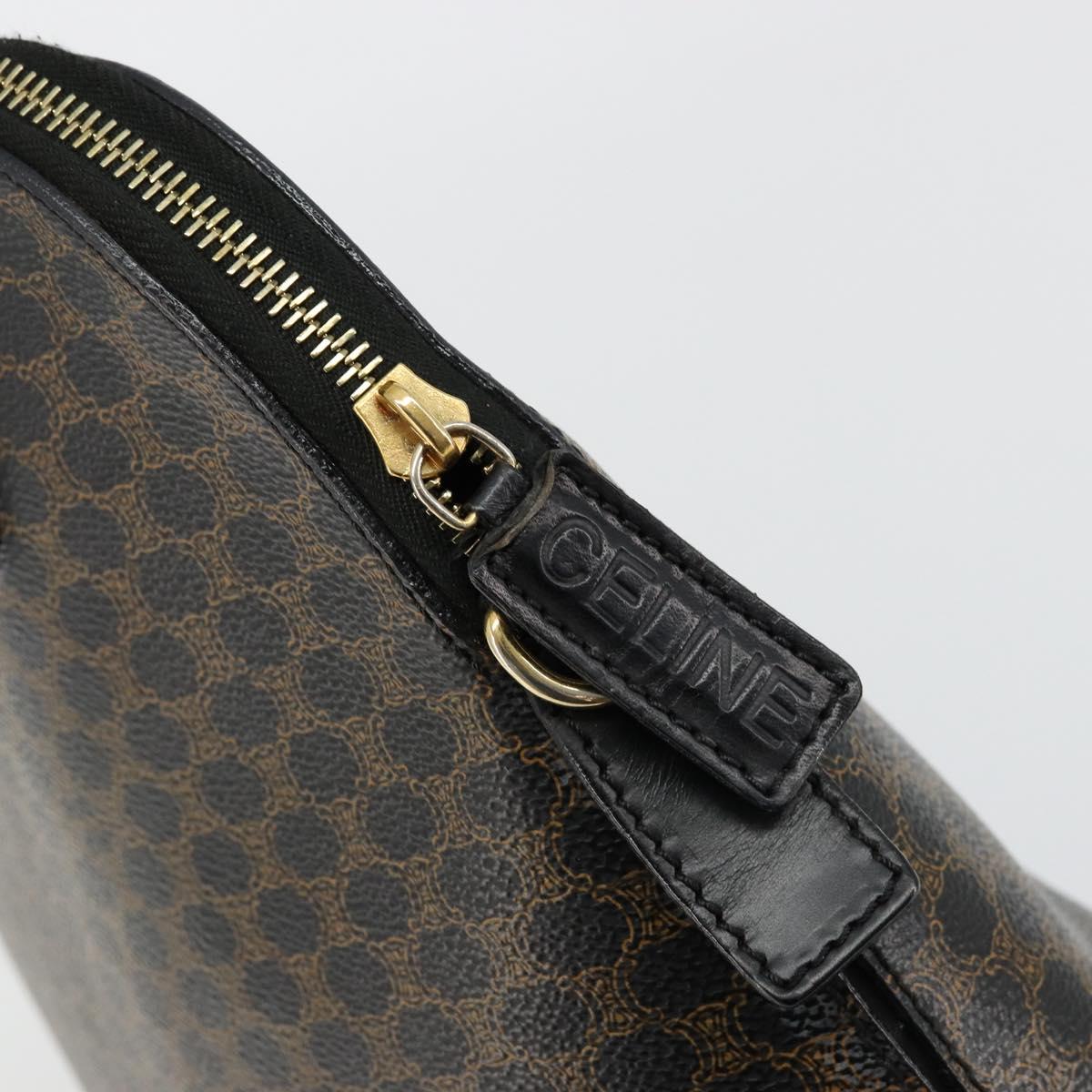 CELINE Macadam Canvas Hand Bag PVC Leather Black Gold Auth 178172A