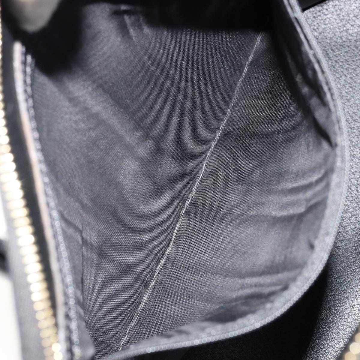CELINE Macadam Canvas Hand Bag PVC Leather Black Gold Auth 178172A