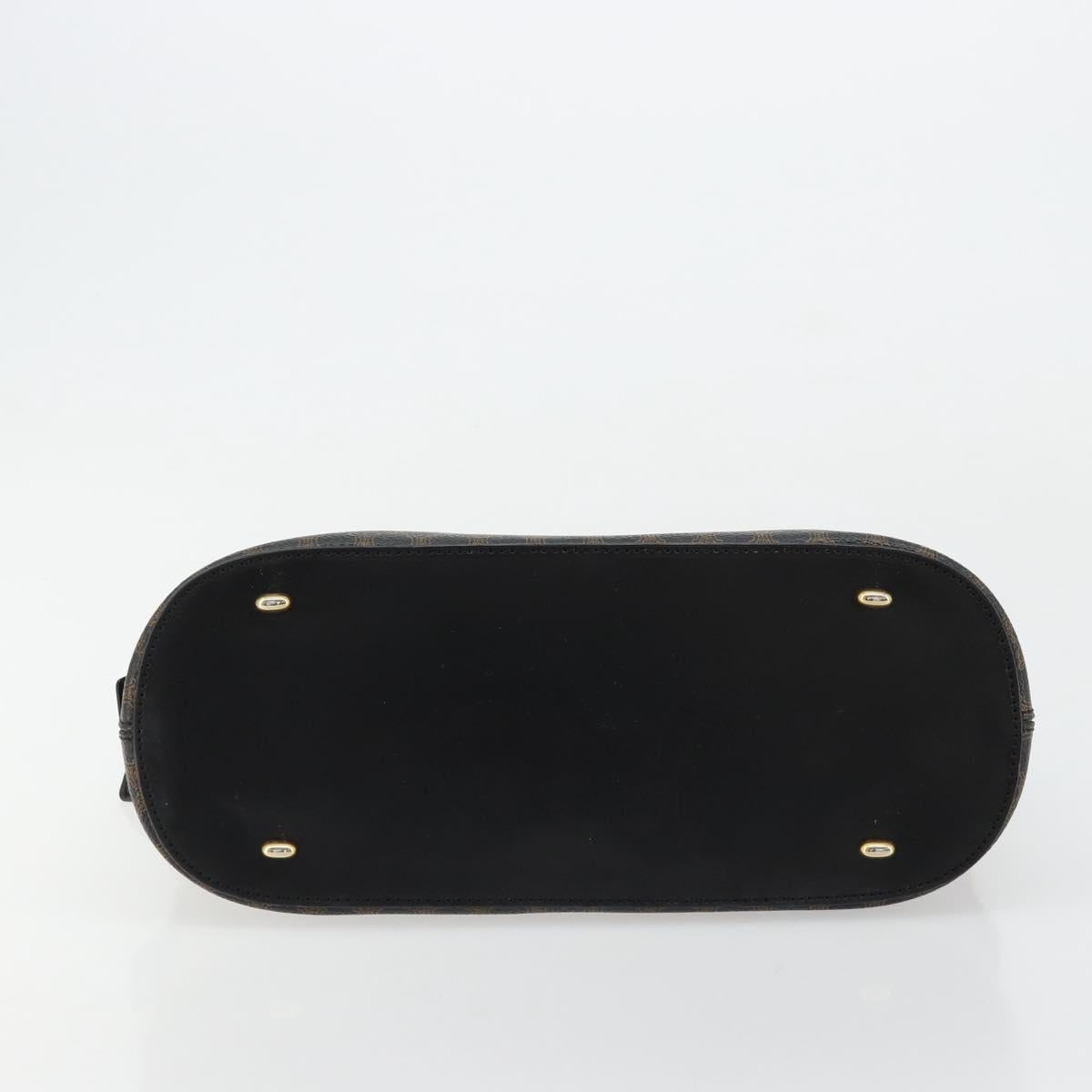 CELINE Macadam Canvas Hand Bag PVC Leather Black Gold Auth 178172A