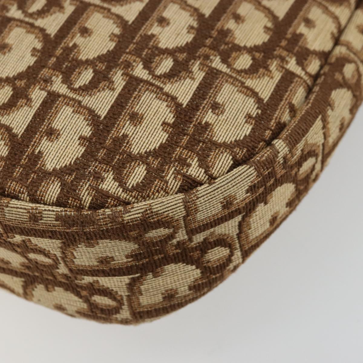 Christian Dior Trotter Canvas Shoulder Bag Brown Gold Auth 178175