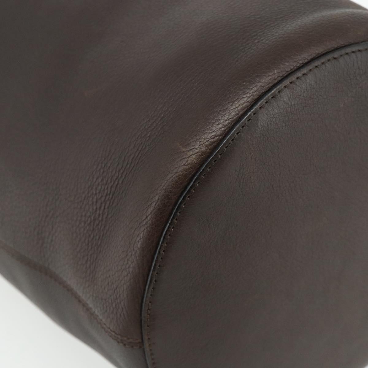 CELINE Shoulder Bag Leather Brown Gold Auth 178177