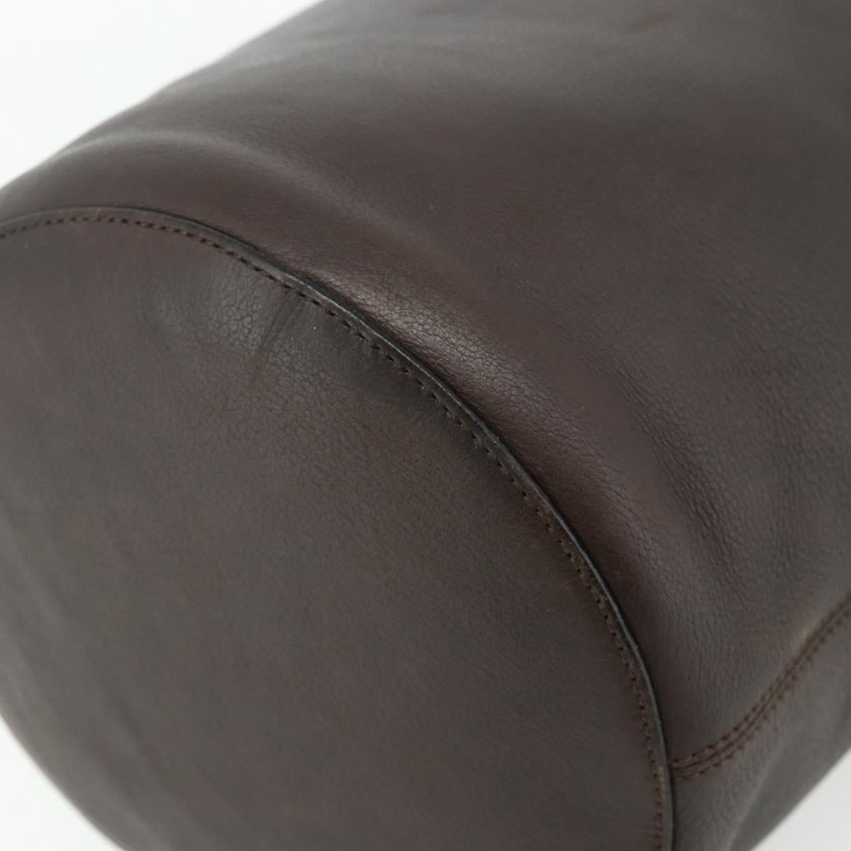CELINE Shoulder Bag Leather Brown Gold Auth 178177