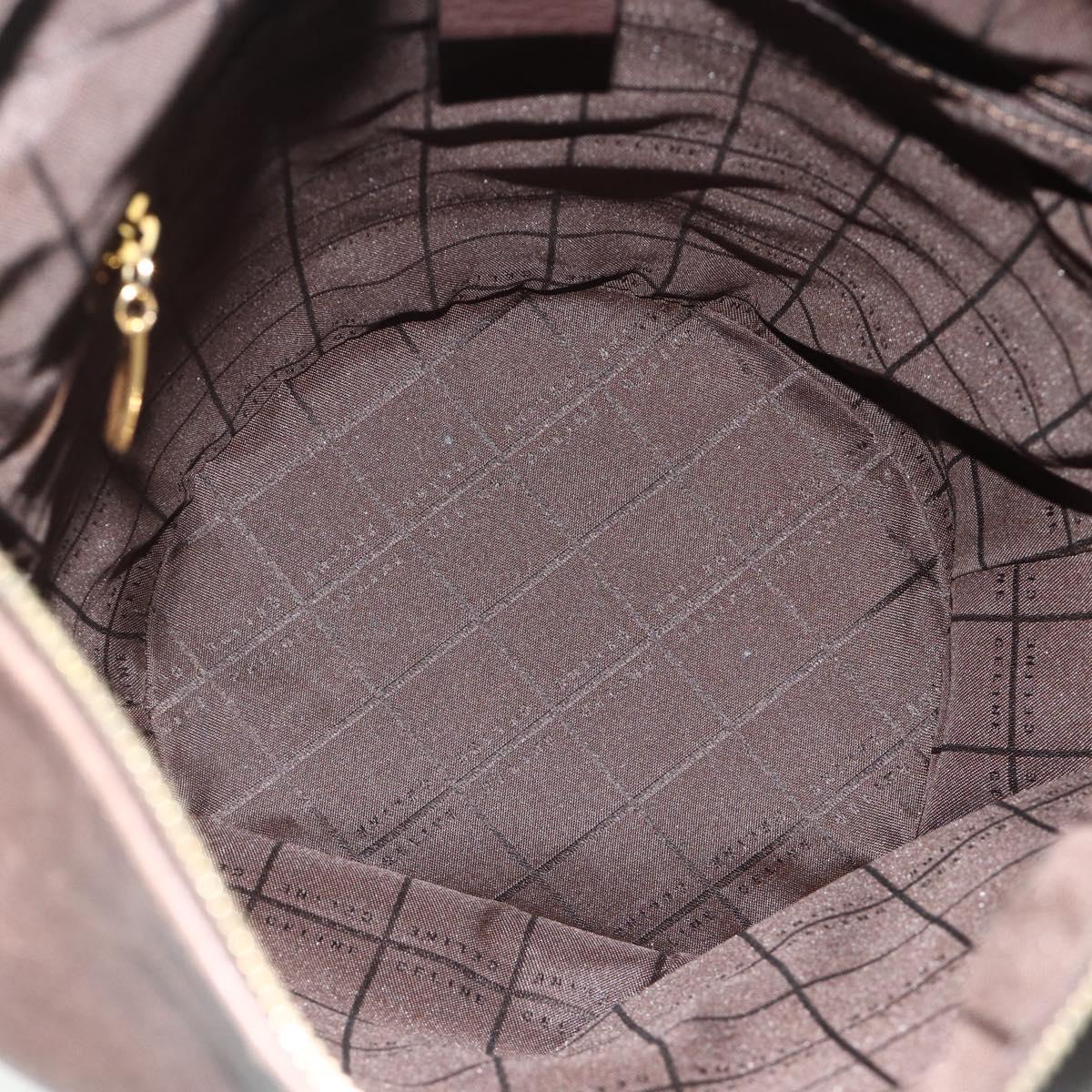 CELINE Shoulder Bag Leather Brown Gold Auth 178177