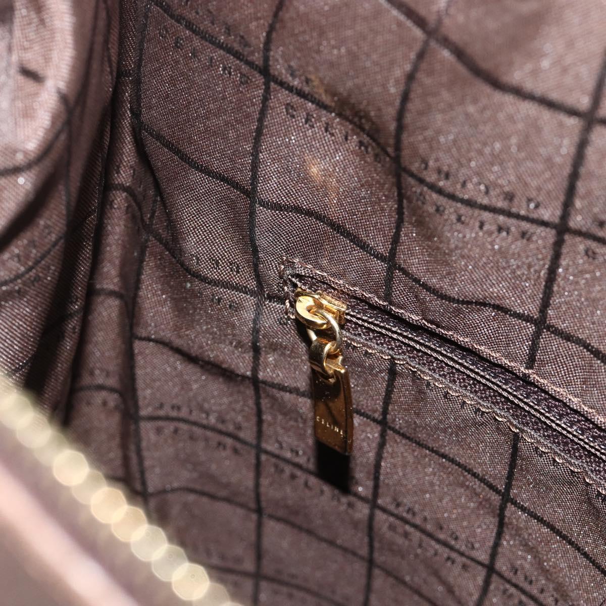 CELINE Shoulder Bag Leather Brown Gold Auth 178177