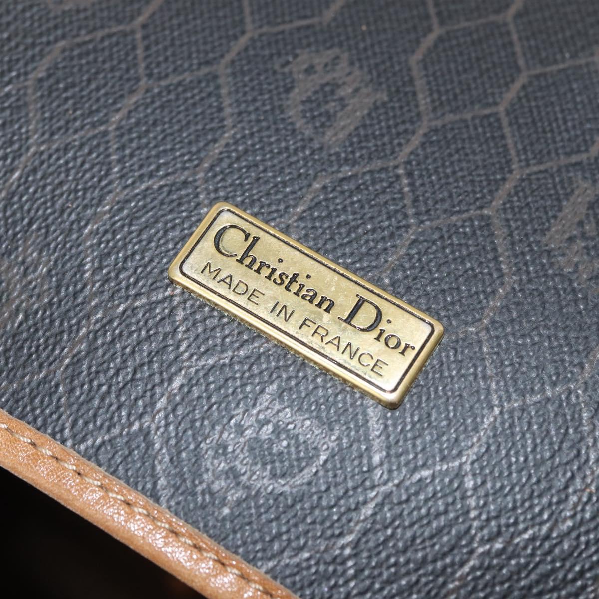 Christian Dior Honeycomb Canvas Shoulder Bag PVC Black Gold Auth 178180