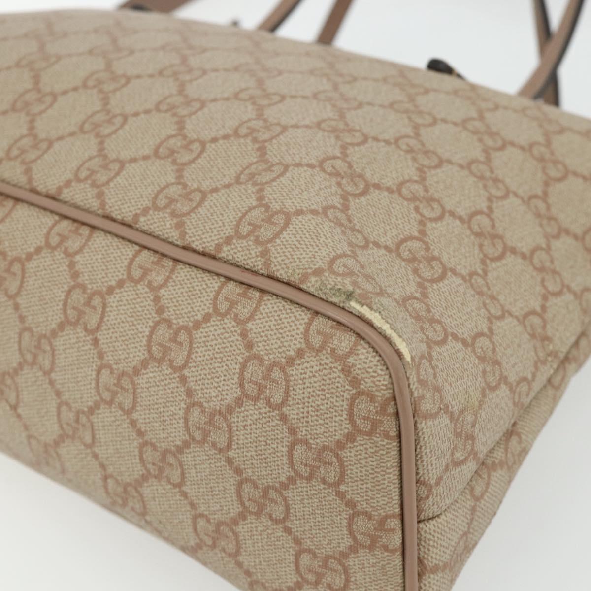 GUCCI GG Supreme Tote Bag PVC 2way Beige Gold 353440 Auth 178185