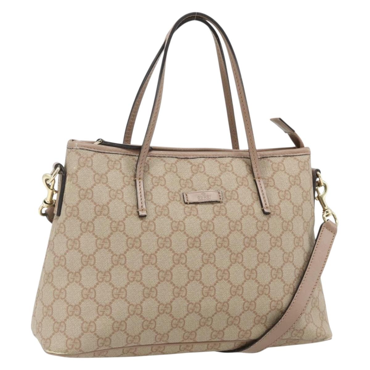 GUCCI GG Supreme Tote Bag PVC 2way Beige Gold 353440 Auth 178185