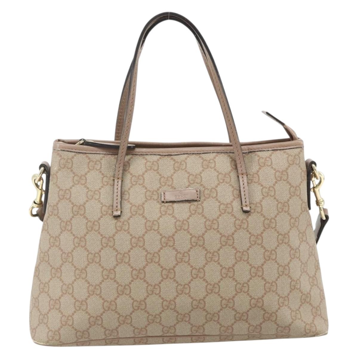 GUCCI GG Supreme Tote Bag PVC 2way Beige Gold 353440 Auth 178185