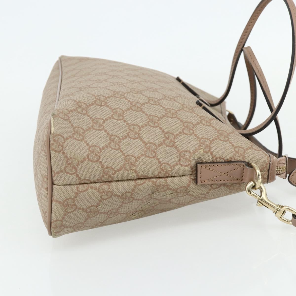 GUCCI GG Supreme Tote Bag PVC 2way Beige Gold 353440 Auth 178185