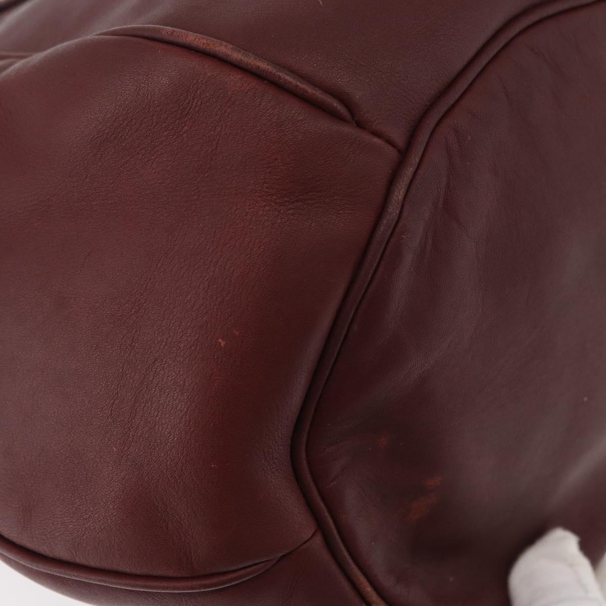 CARTIER Must Line Purse Shoulder Bag Leather Bordeaux Gold Auth 178187
