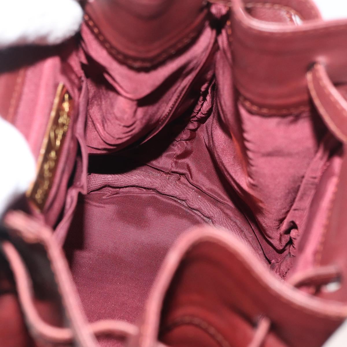 CARTIER Must Line Purse Shoulder Bag Leather Bordeaux Gold Auth 178187