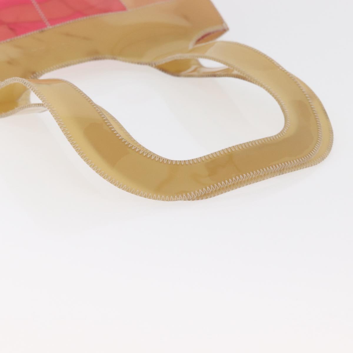 CHANEL Choco Bar Tote Bag Vinyl Beige CC Auth 178201