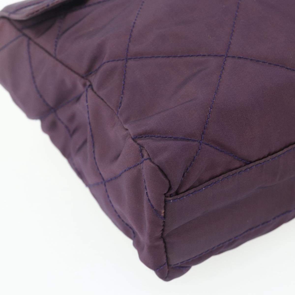 PRADA Chain Tote Bag Nylon Purple Gold Auth 178202