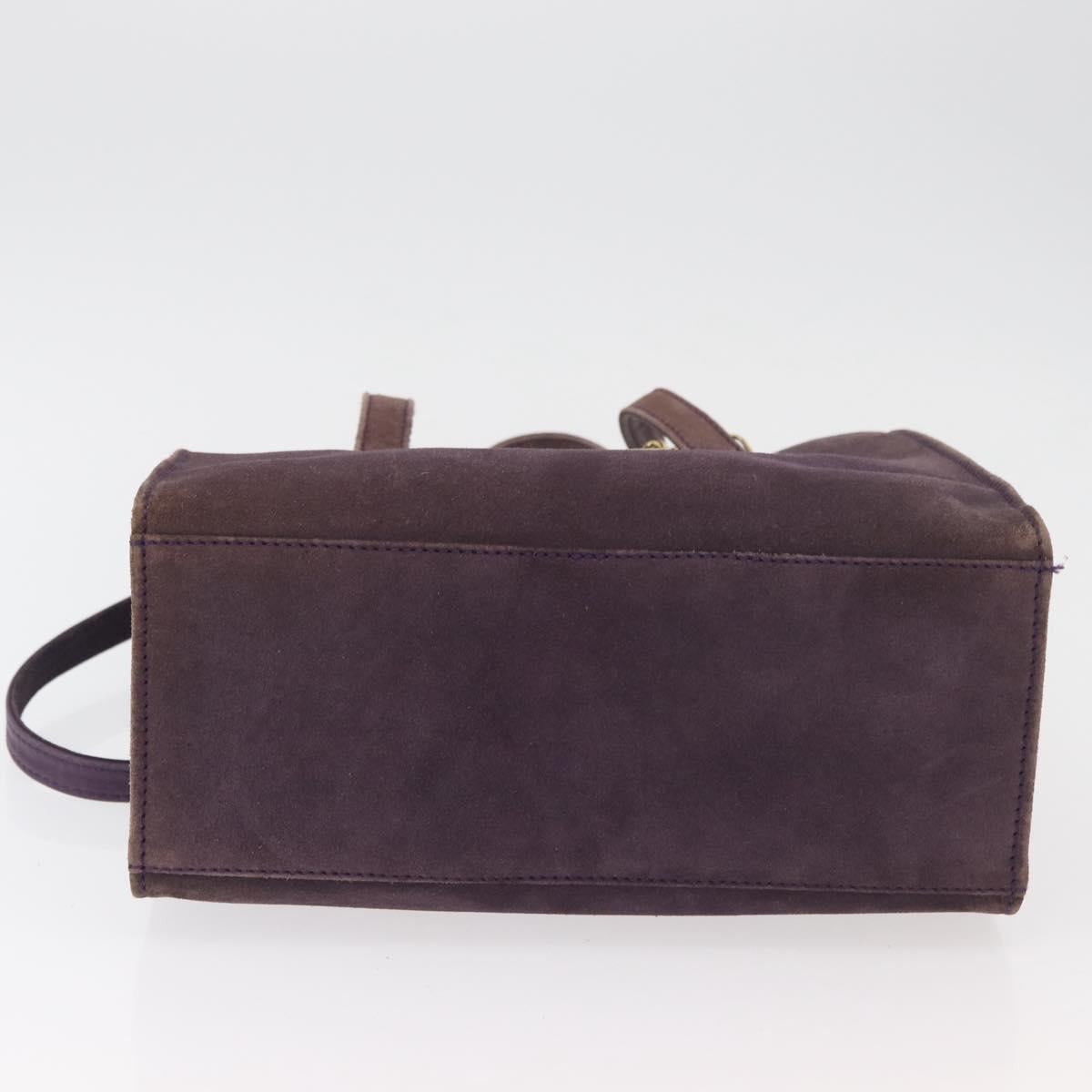 FENDI Tote Bag Suede Purple Gold Auth 178205