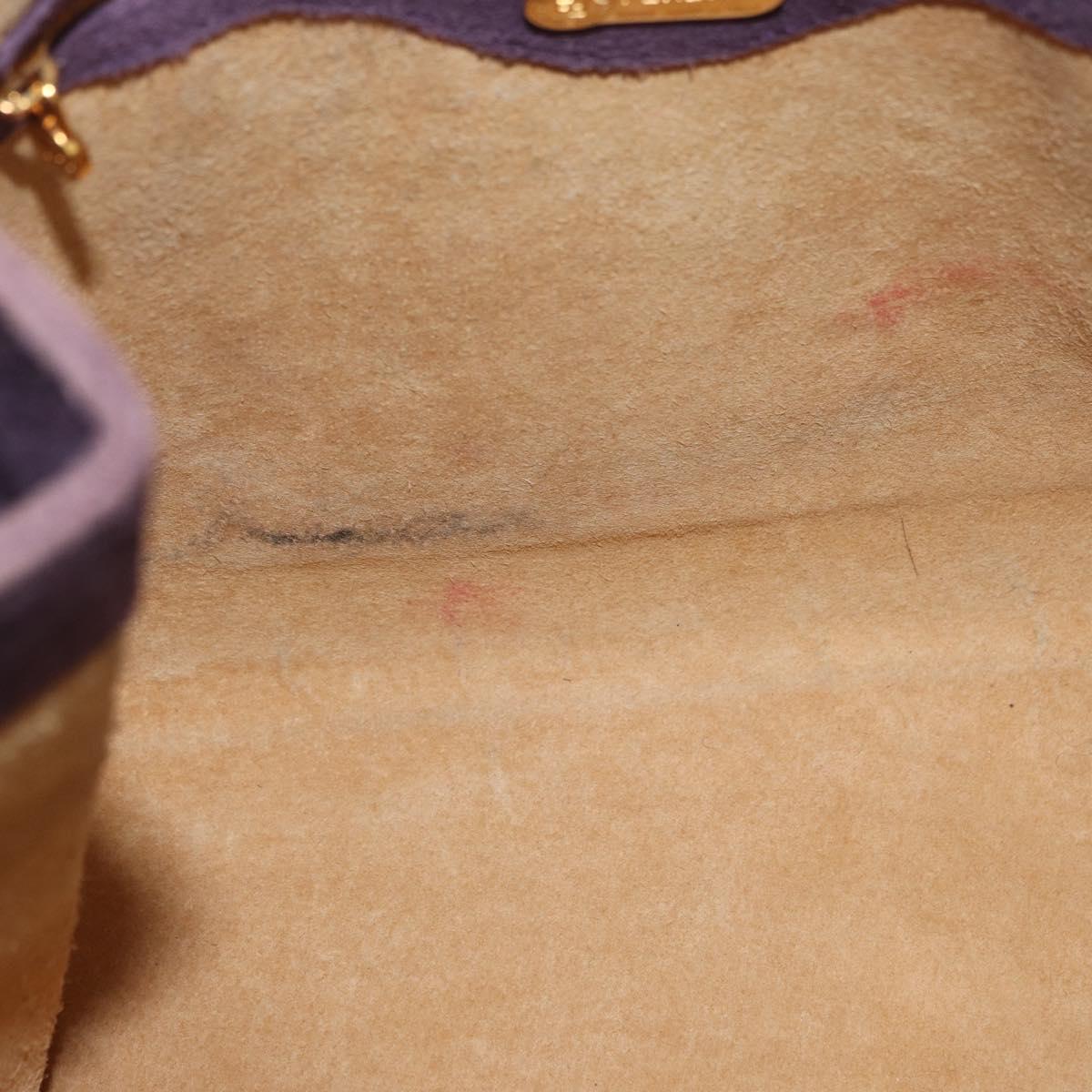 FENDI Tote Bag Suede Purple Gold Auth 178205
