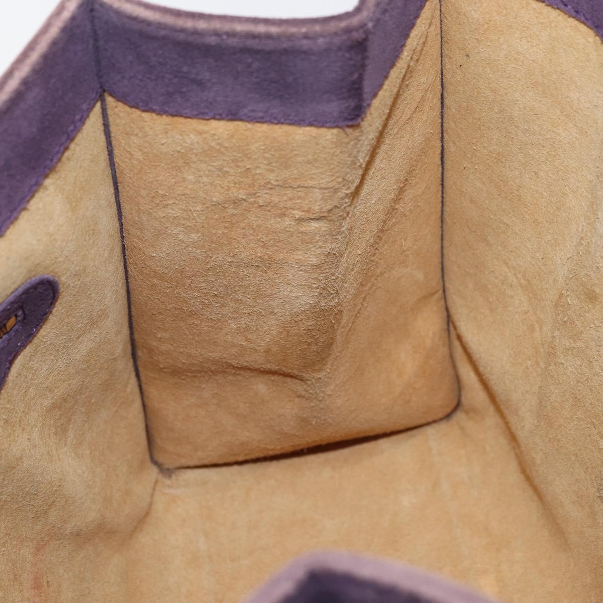 FENDI Tote Bag Suede Purple Gold Auth 178205