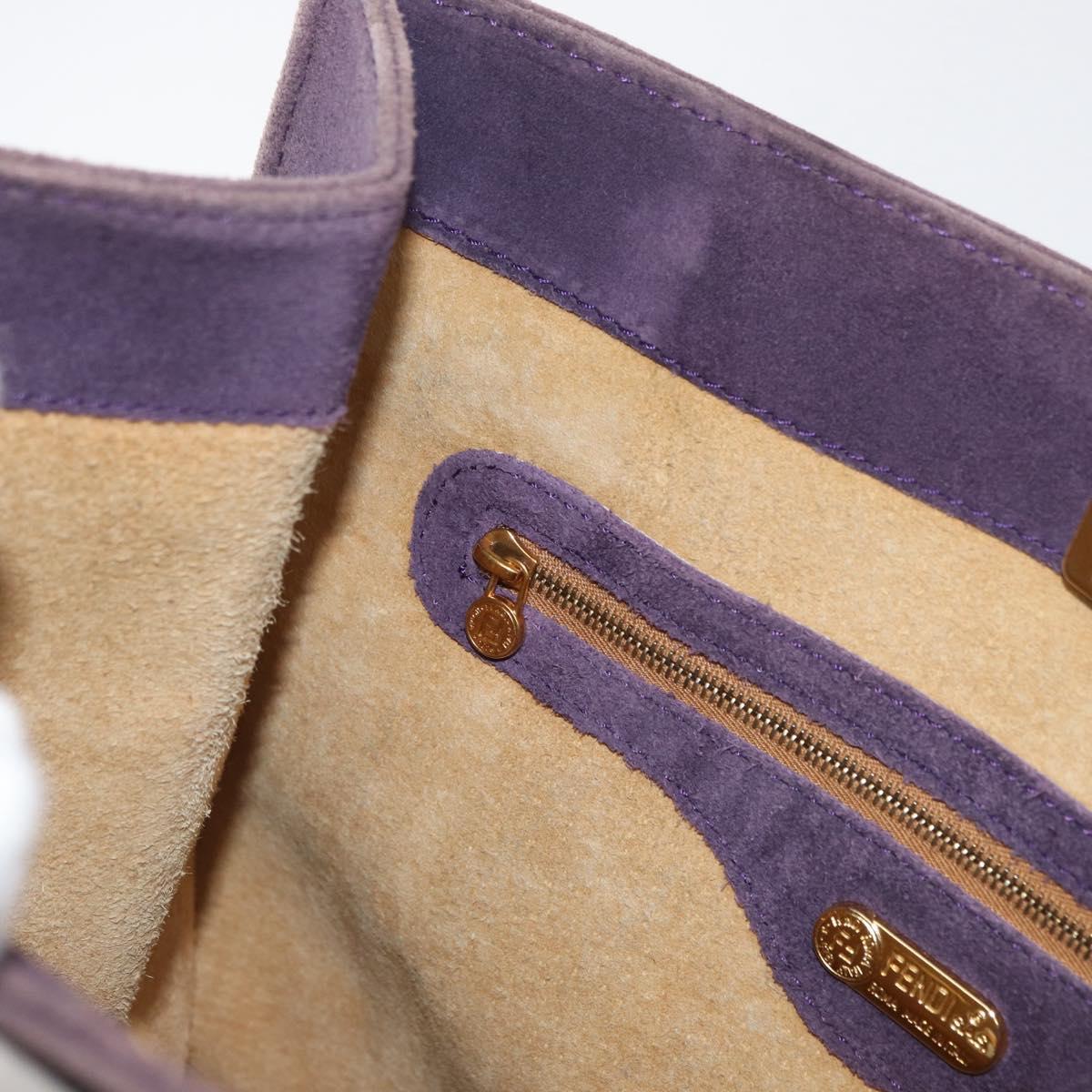 FENDI Tote Bag Suede Purple Gold Auth 178205