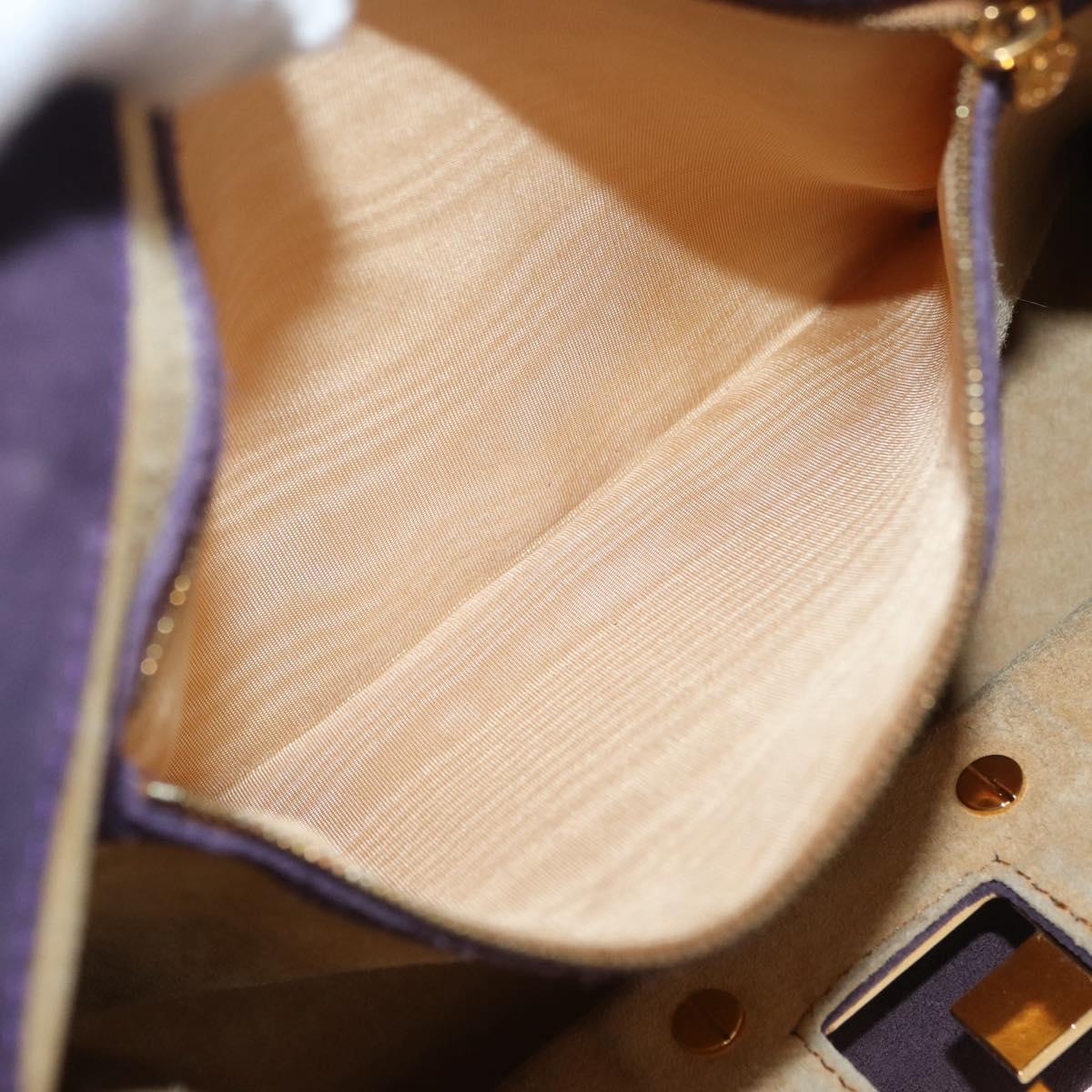 FENDI Tote Bag Suede Purple Gold Auth 178205