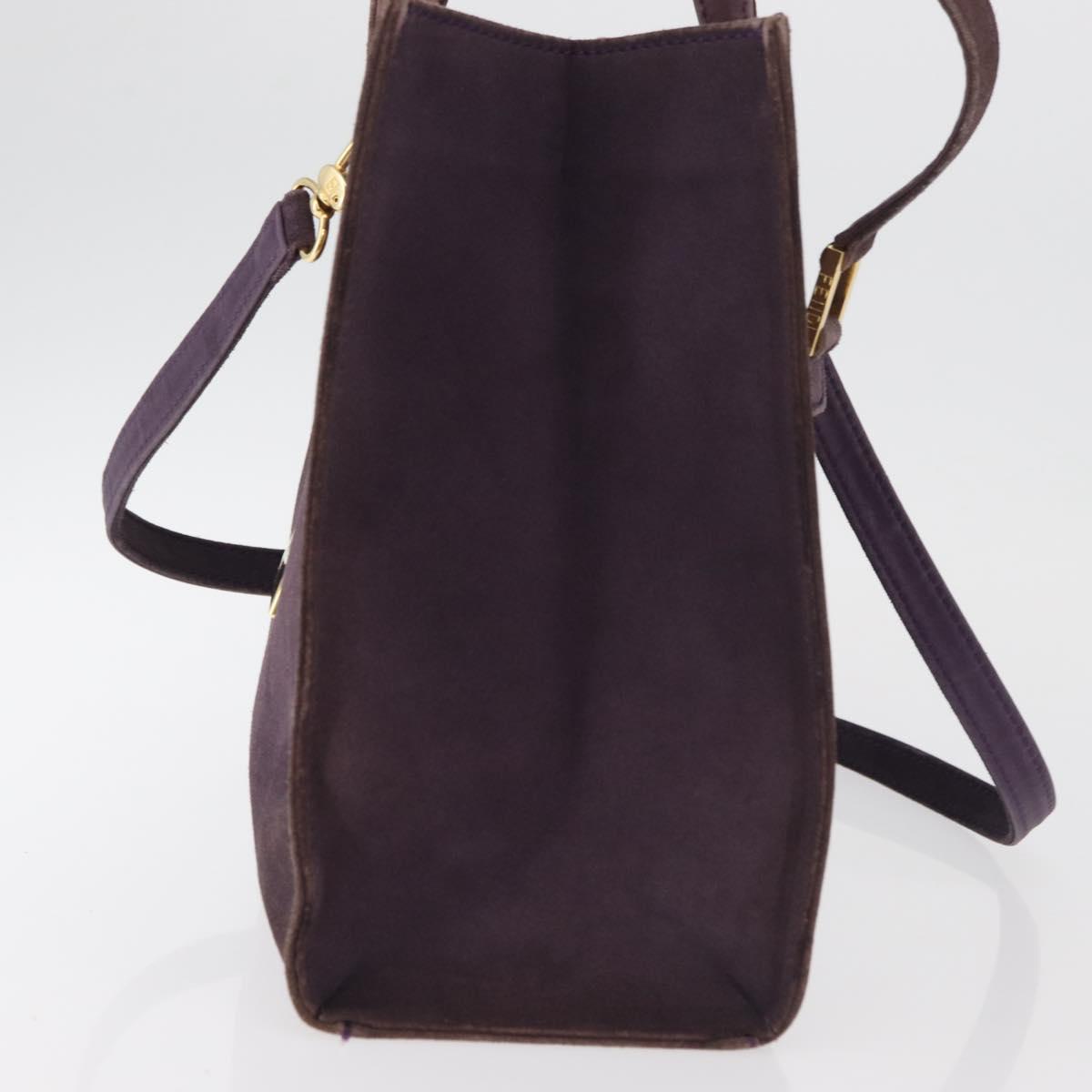 FENDI Tote Bag Suede Purple Gold Auth 178205