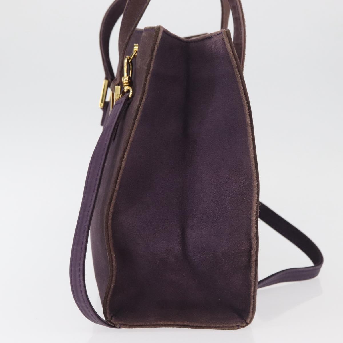 FENDI Tote Bag Suede Purple Gold Auth 178205