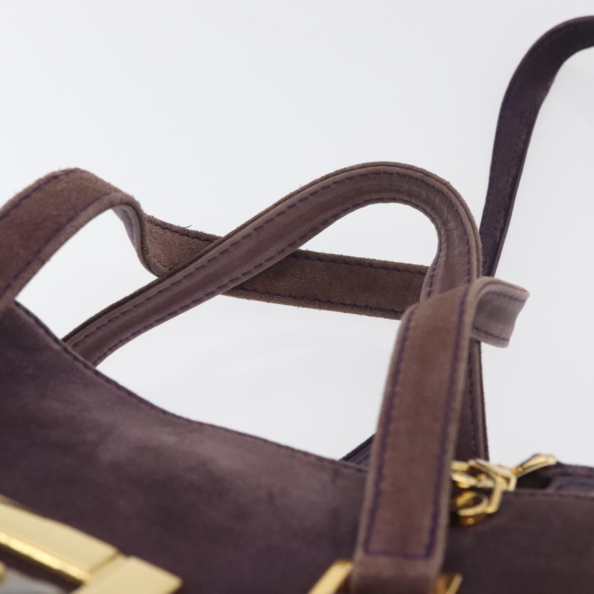 FENDI Tote Bag Suede Purple Gold Auth 178205