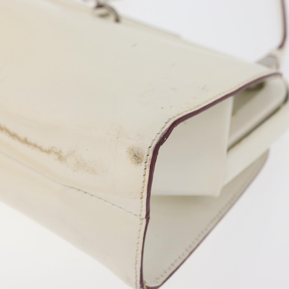 PRADA Hand Bag Leather White Silver Auth 178207