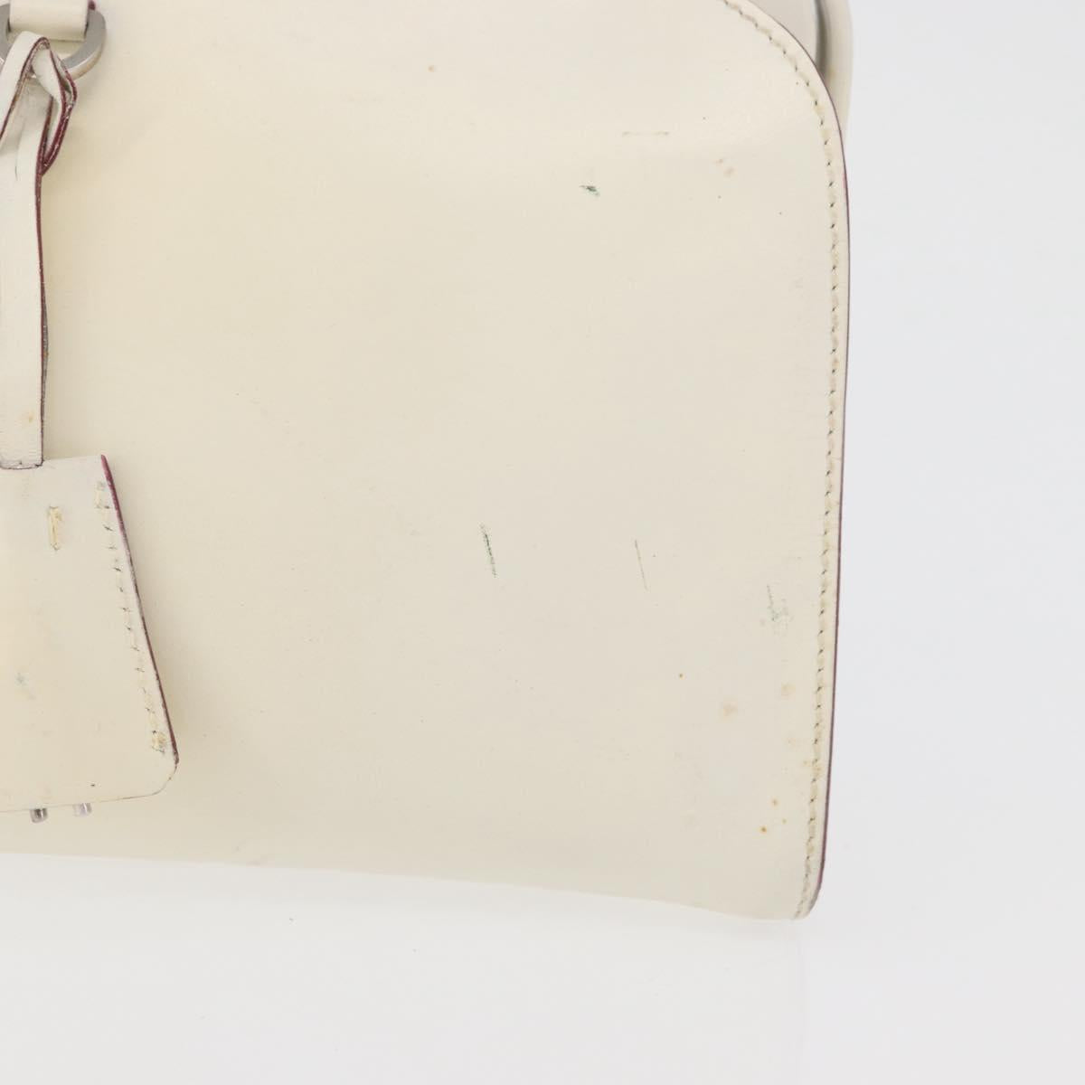 PRADA Hand Bag Leather White Silver Auth 178207