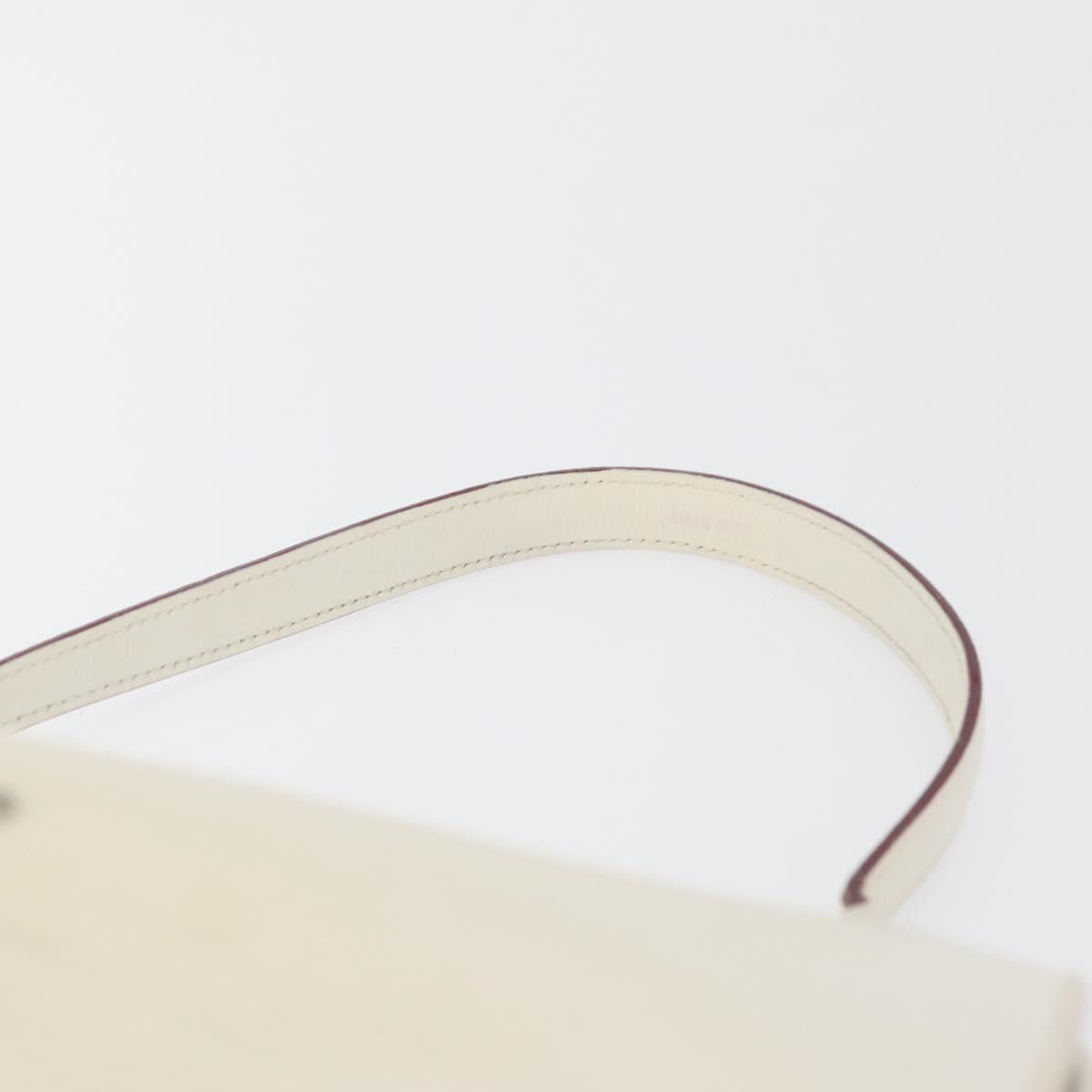 PRADA Hand Bag Leather White Silver Auth 178207