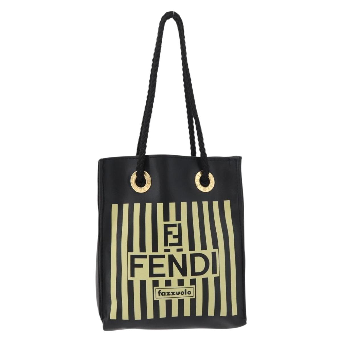 FENDI Hand Pouch Polyester Black Gold Auth 178209