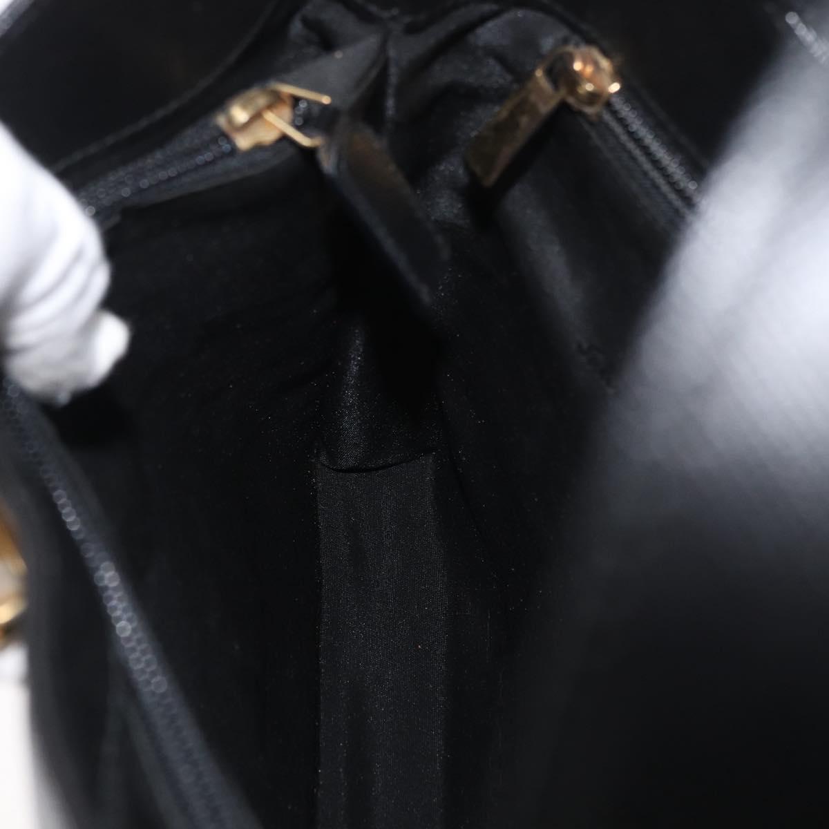 Salvatore Ferragamo Gancini Shoulder Bag Leather Black Gold Auth 178211A