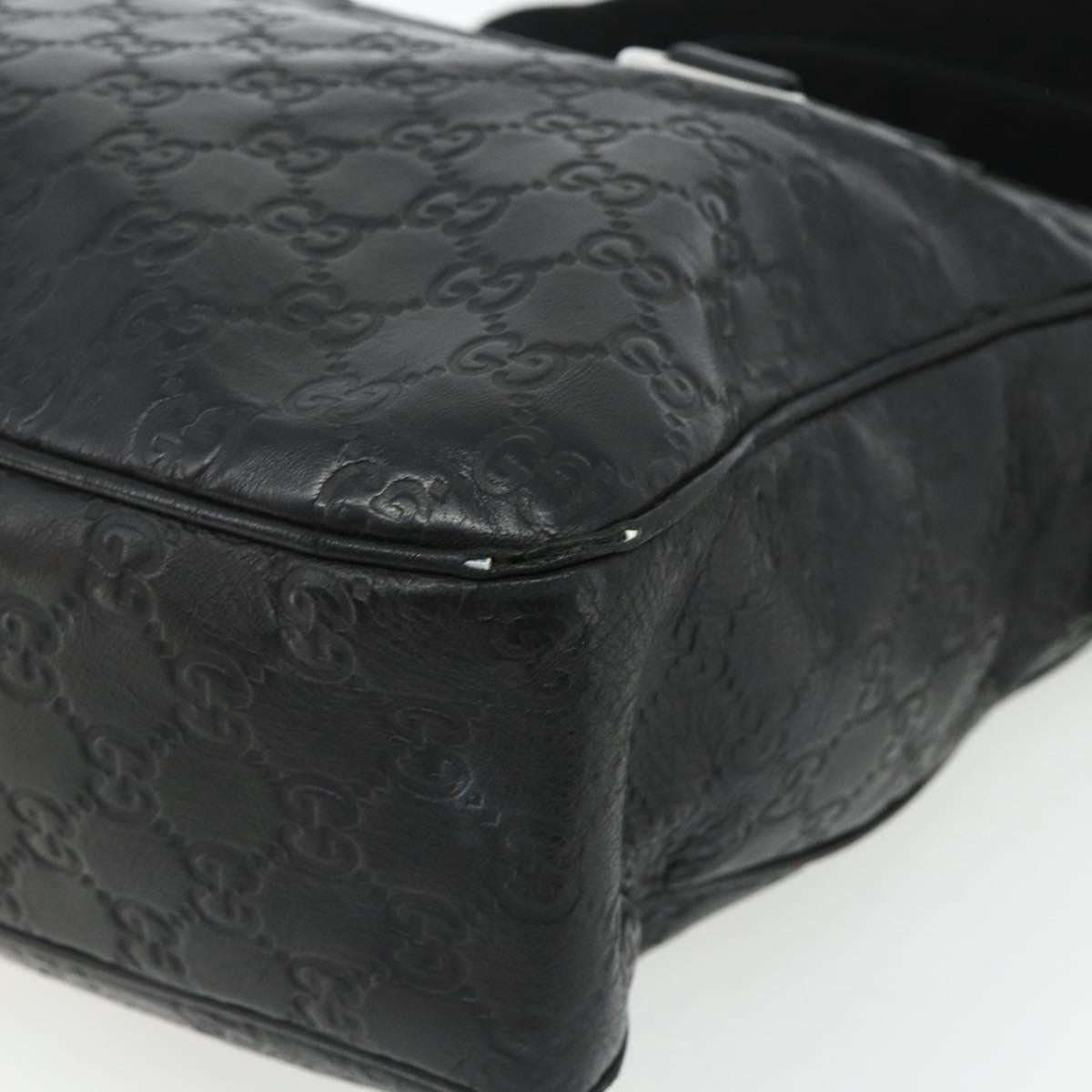 GUCCI GG Canvas Guccissima Shoulder Bag Leather Black Silver 322080 Auth 178212