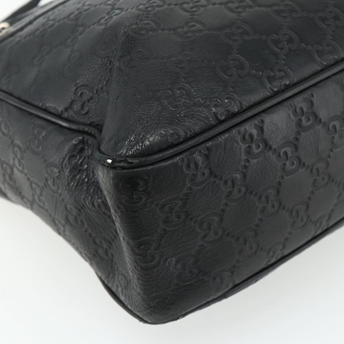 GUCCI GG Canvas Guccissima Shoulder Bag Leather Black Silver 322080 Auth 178212