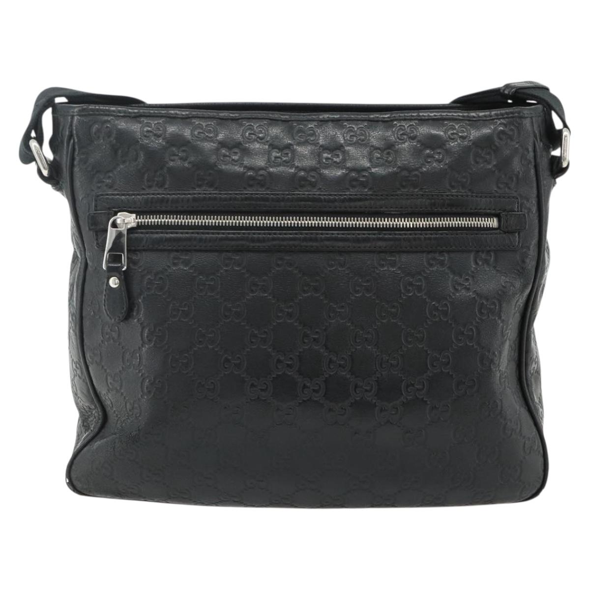 GUCCI GG Canvas Guccissima Shoulder Bag Leather Black Silver 322080 Auth 178212